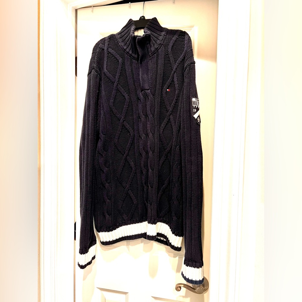 Tommy Hilfiger Dark Navy Knit with Red and White Trim